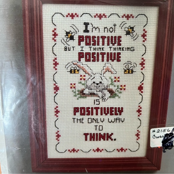 New Vintage Three Needles Pet Agrees Counted Cross stitch Kit Rabbit Positivity - Picture 1 of 4